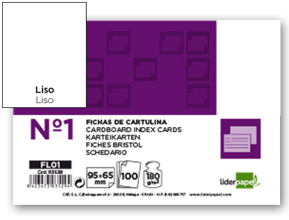 100 fichas Liderpapel lisas nº1 65 x 95mm.